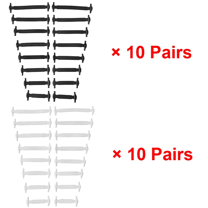 Black silicone shoelaces by COSYLEE, 7 cm elastic no-tie cordons, 16 pairs for sneakers and casual footwear.
