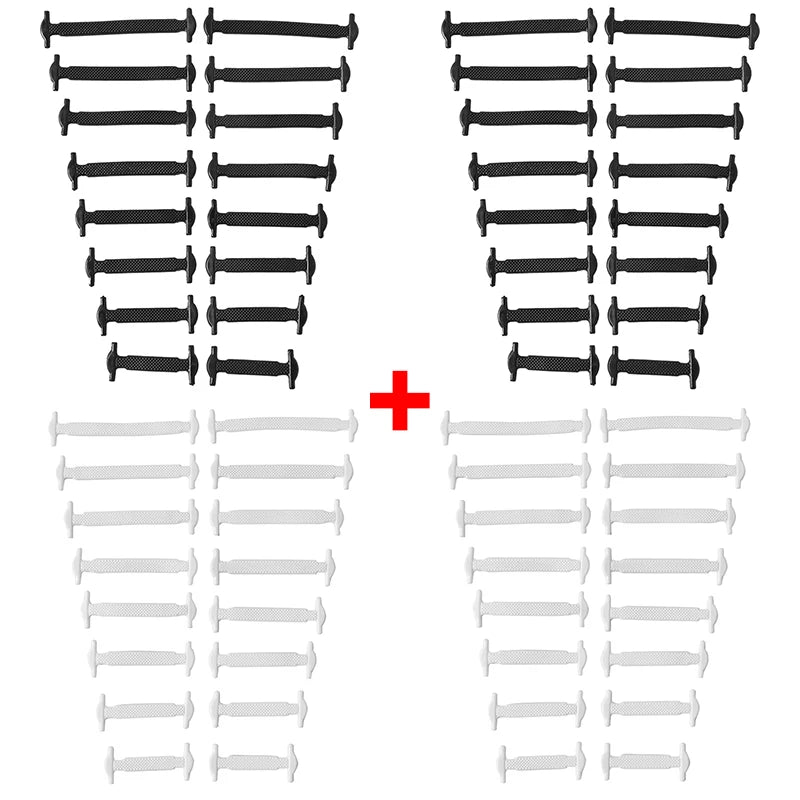 Black silicone shoelaces from COSYLEE, 16 pairs of elastic no-tie cordons for sneakers and casual shoes, 7 cm length.
