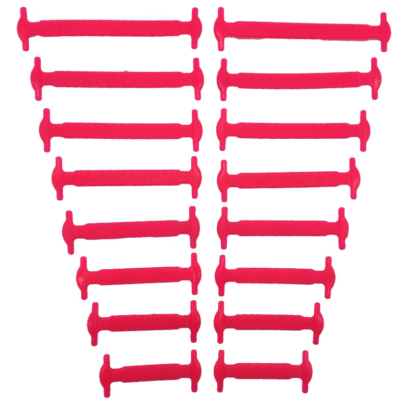 Black silicone shoelaces from COSYLEE, 7 cm elastic no-tie cordones, 16 pairs for easy, secure sneaker lacing.