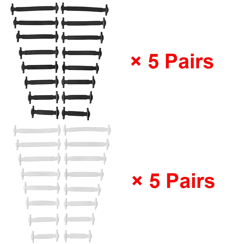 Black silicone shoe laces by COSYLEE, 7 cm elastic no-tie cordons, 16 pairs for easy, secure footwear fastening.