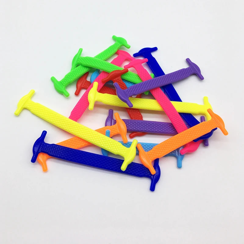 Black silicone shoelaces by COSYLEE, 7 cm elastic cordons, 16 pairs of no-tie laces for sneakers and casual footwear.