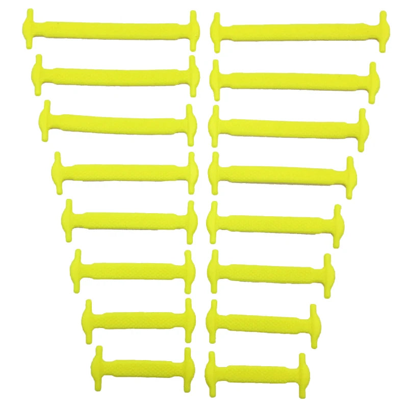 Black silicone shoelaces by COSYLEE, 16 pairs of elastic no-tie laces, 7 cm long, designed for comfortable, easy footwear.