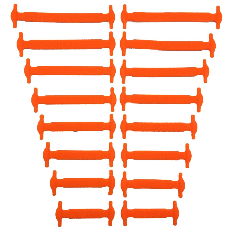 Black silicone shoelaces from COSYLEE, 16 pairs of elastic, no-tie cordons for athletic and casual footwear.