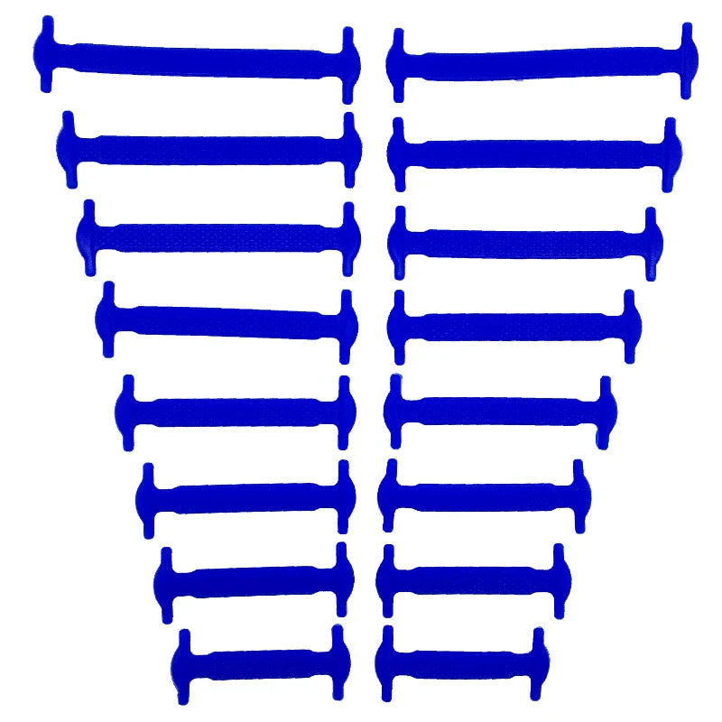 Black COSYLEE silicone shoelaces, 7 cm elastic no-tie cords, 16 pairs, designed for easy, secure footwear fastening.