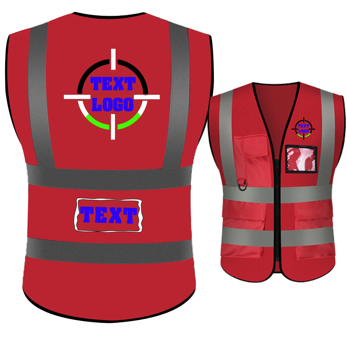 DOBYYUNZHEN high visibility personalized safety vest in red with reflective strips, designed for work safety and visibility.