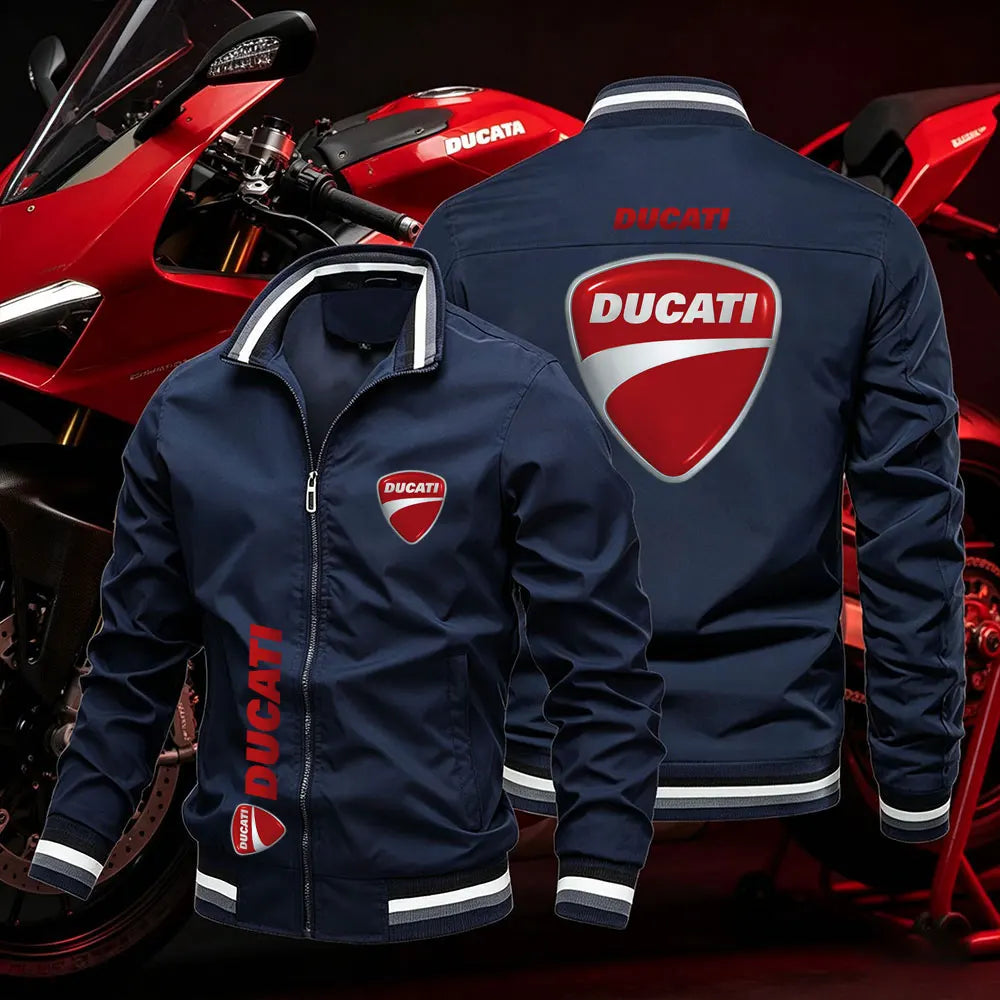 Ducati men's 2026 summer ultralight motorcycle jacket with protective solar features, sporty outdoor riding gear.