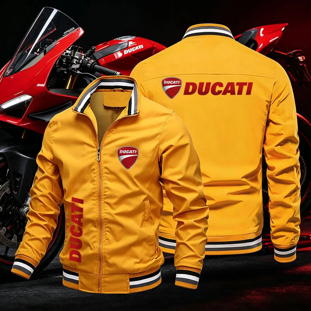Ducati men's 2026 summer ultralight sporty motorcycle jacket with solar protection, lightweight riding gear in black with Ducati branding.