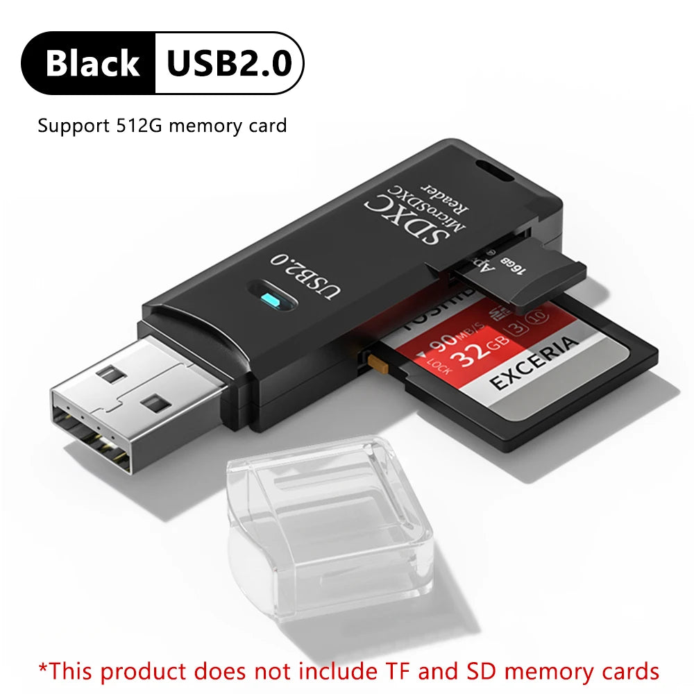 Elough USB 3.0 2-in-1 Card Reader for Micro SD and TF cards, white electronic accessory with high-speed data transfer.