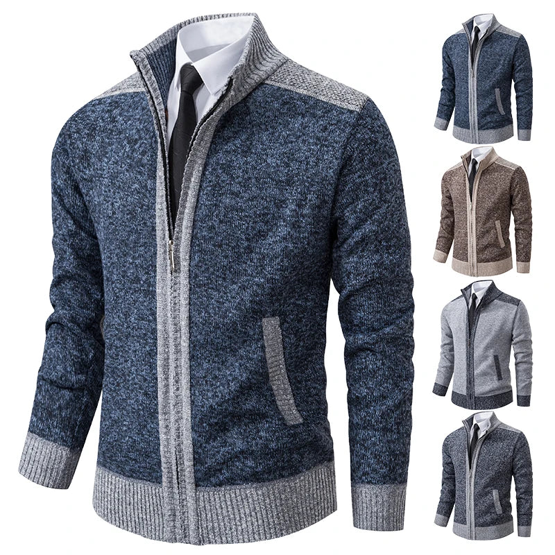 ENWEIGE men's chunky coffee cardigan sweater, warm and thick for autumn and winter, casual clothing for cold weather.