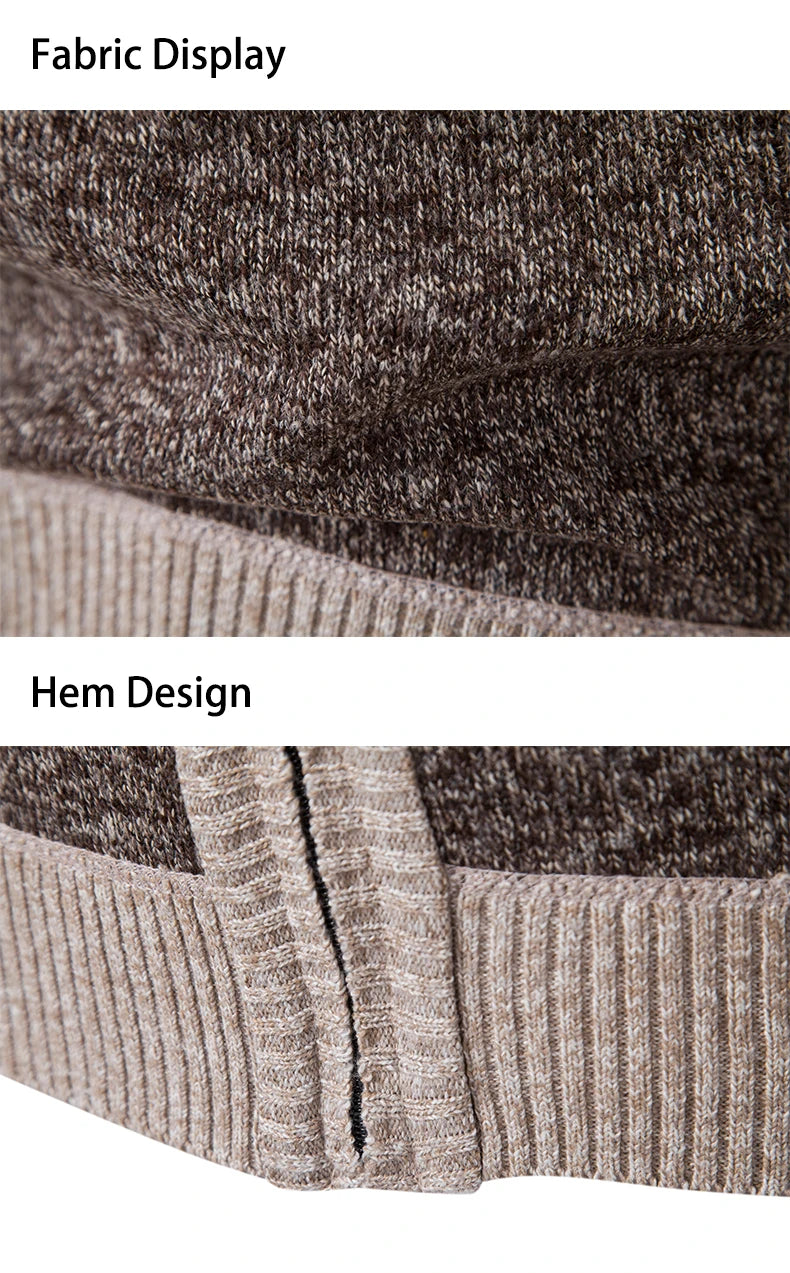 ENWEIGE men's thick, warm cardigan sweater in coffee color, suitable for autumn and winter, casual men's clothing.