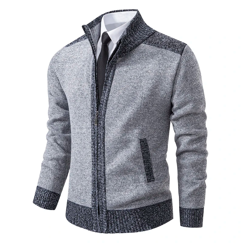 ENWEIGE men's thick warm cardigan sweater in coffee color, suitable for autumn and winter, cozy and stylish men's clothing.