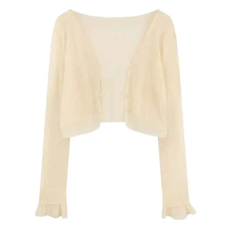 Pink FYCOOKY women's gauze cardigan, lightweight summer cover-up with elegant design and sun protection, perfect for warm weather.