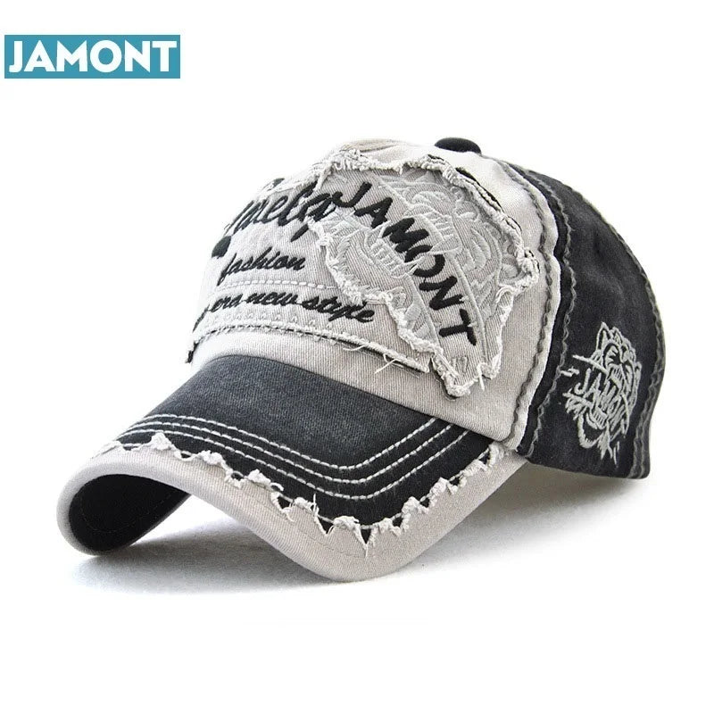 Unisex blue cotton baseball cap by JAMONT with embroidered detail, adjustable fit, casual accessory for everyday wear.
