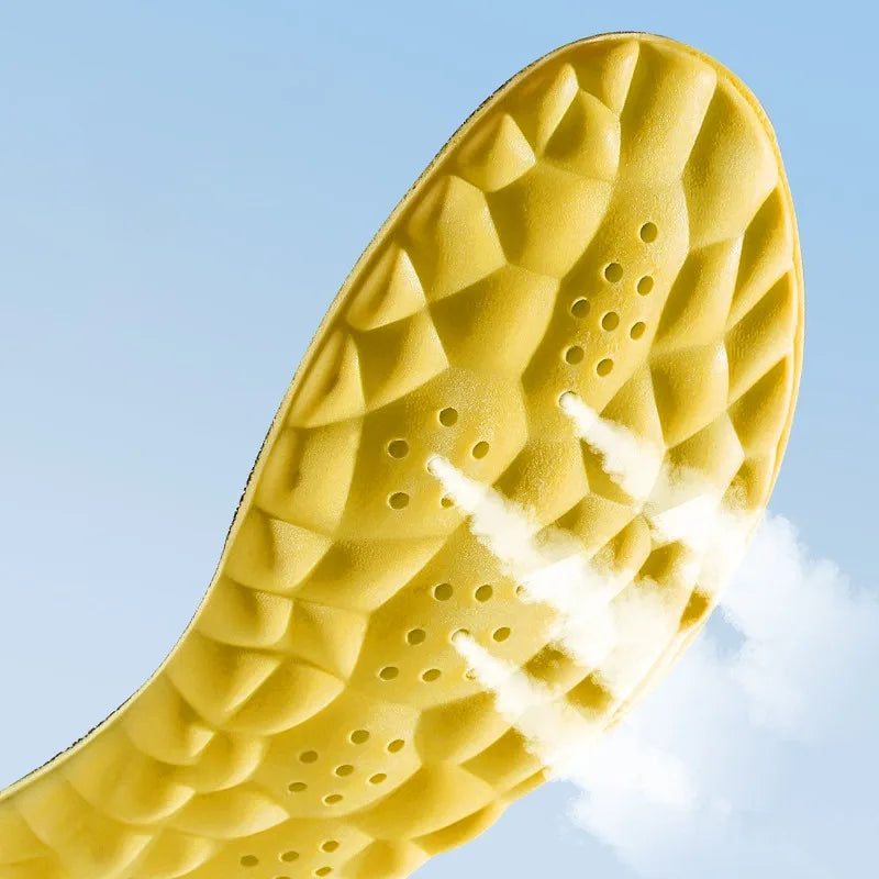 Pair of black KANCOOL orthopedic memory foam insoles for breathable, comfortable foot support, size 35-36, 4-piece set.