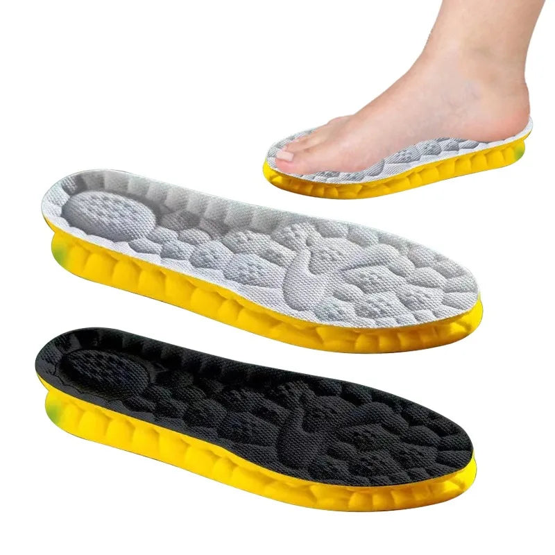 Pair of black KANCOOL memory foam orthotic insoles for comfortable, breathable foot support, size 35-36, 4-pack.