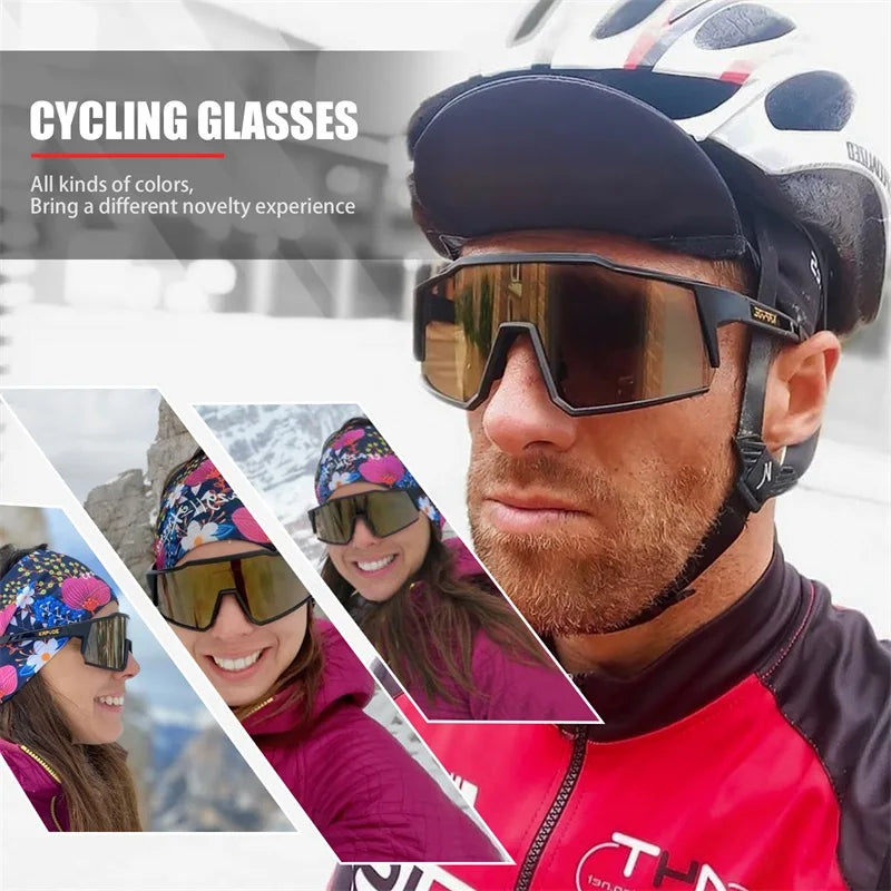Kapvoe polarized UV400 cycling glasses with four lenses, sport sunglasses for men and women, designed for MTB riding.