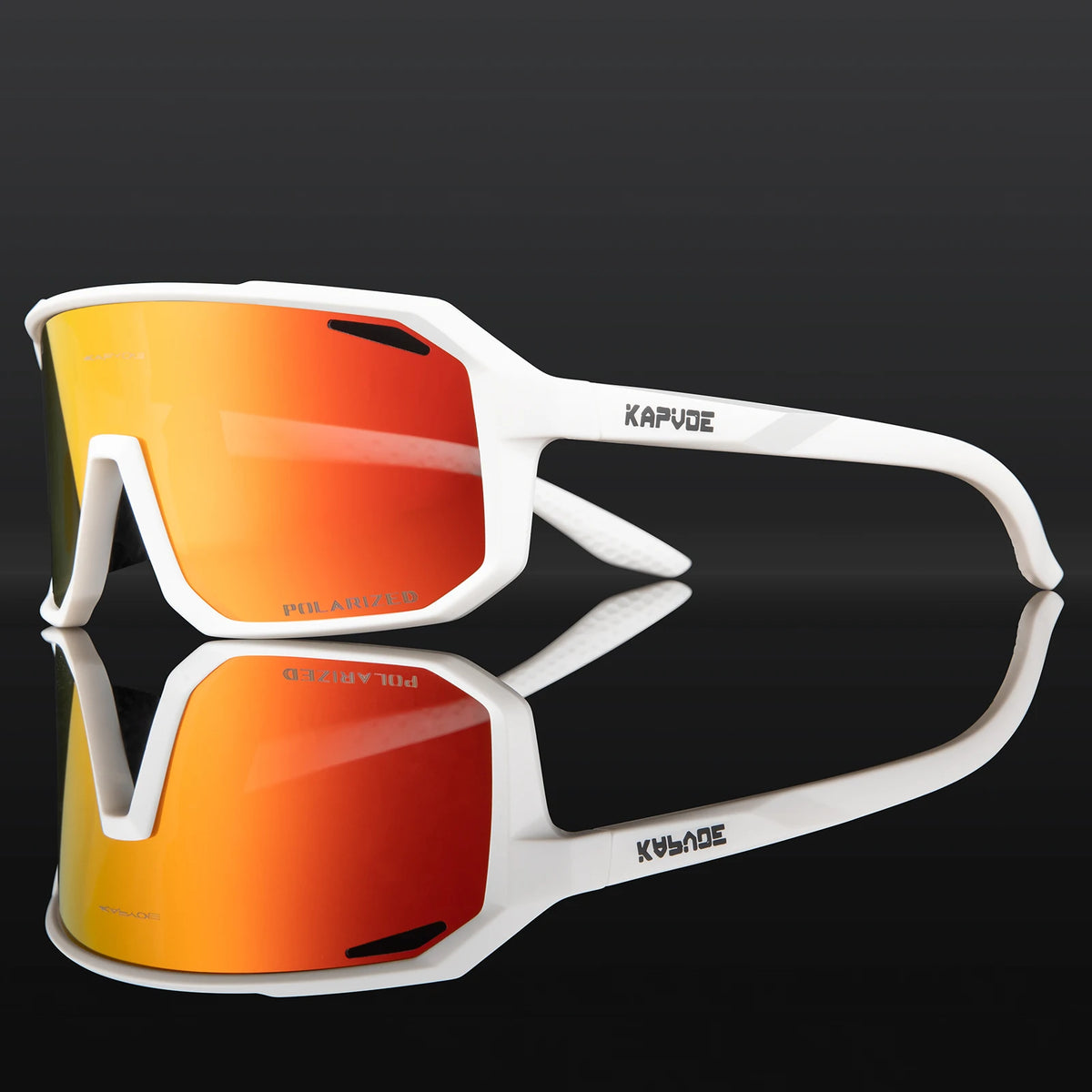 Kapvoe men's polarized cycling sunglasses with UV400 protection, MTB frame, suitable for sports and myopia correction.