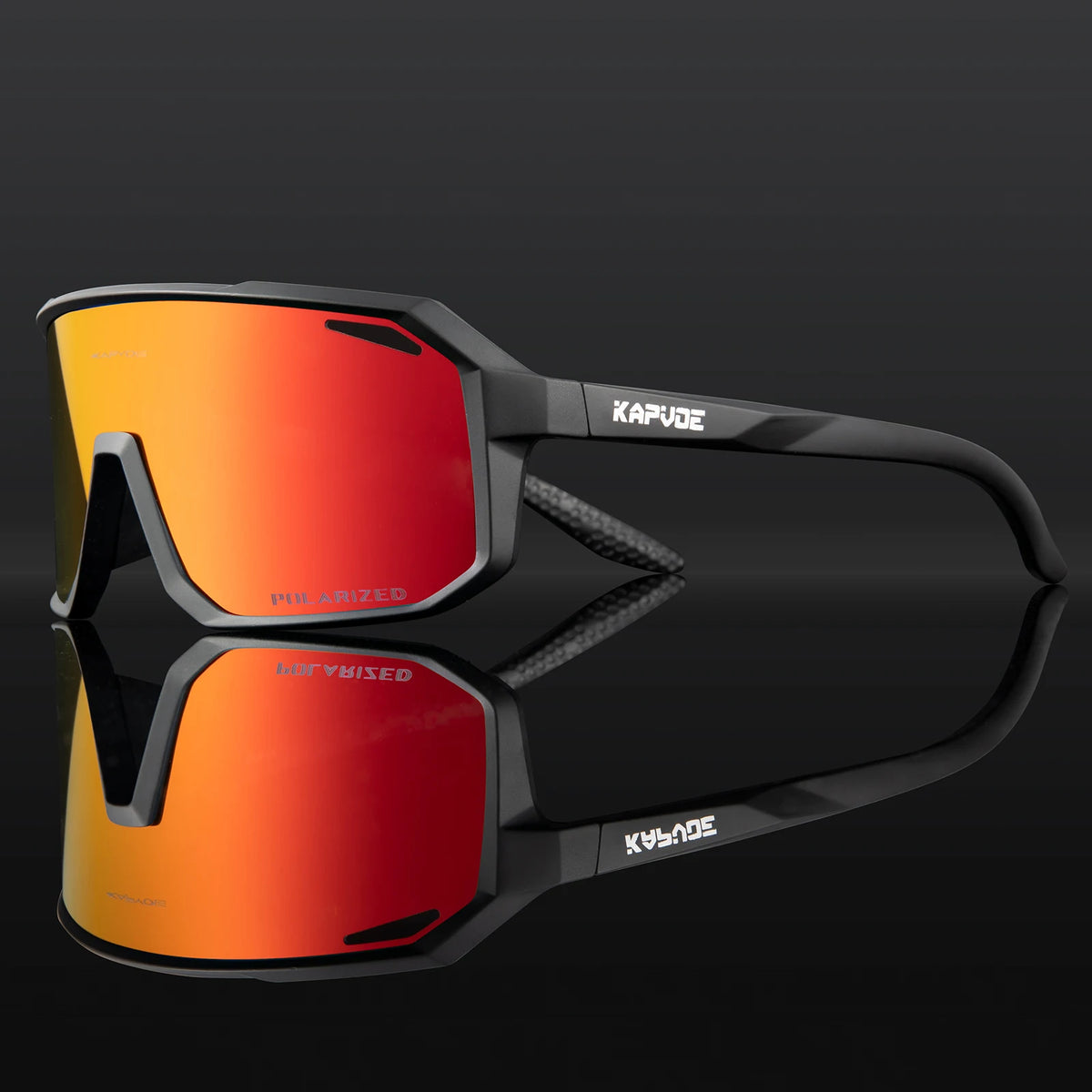 Kapvoe men's polarized cycling sunglasses with UV400 protection, MTB frame, suitable for sports and prescription lenses.
