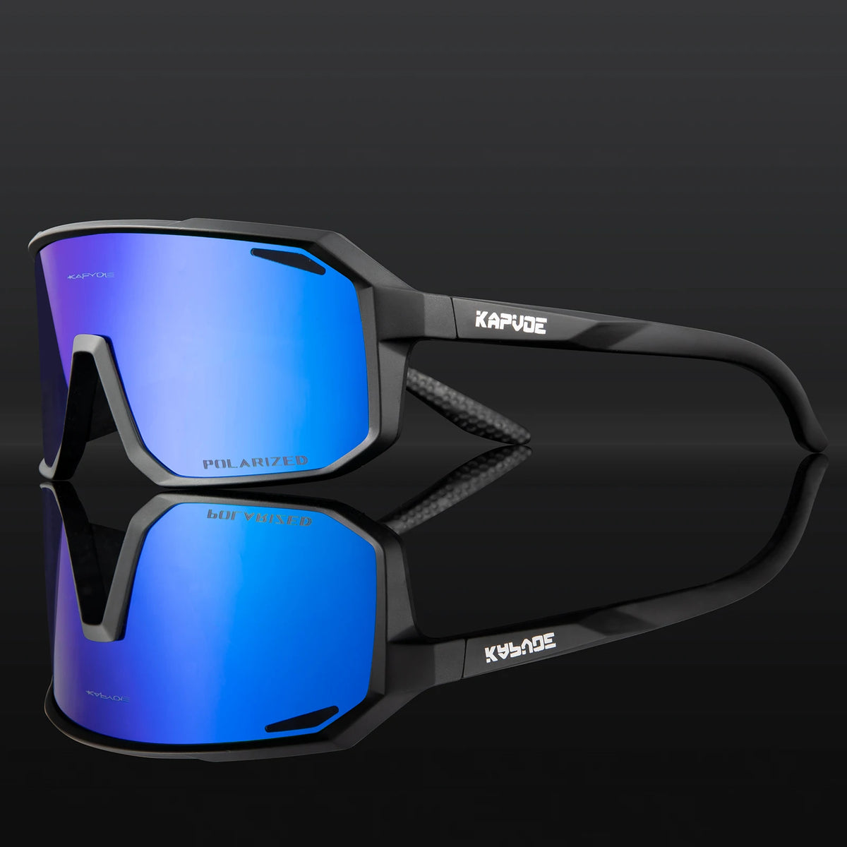 Kapvoe men's polarized cycling sunglasses with UV400 protection, MTB frame, and prescription lens compatibility for sports cycling.