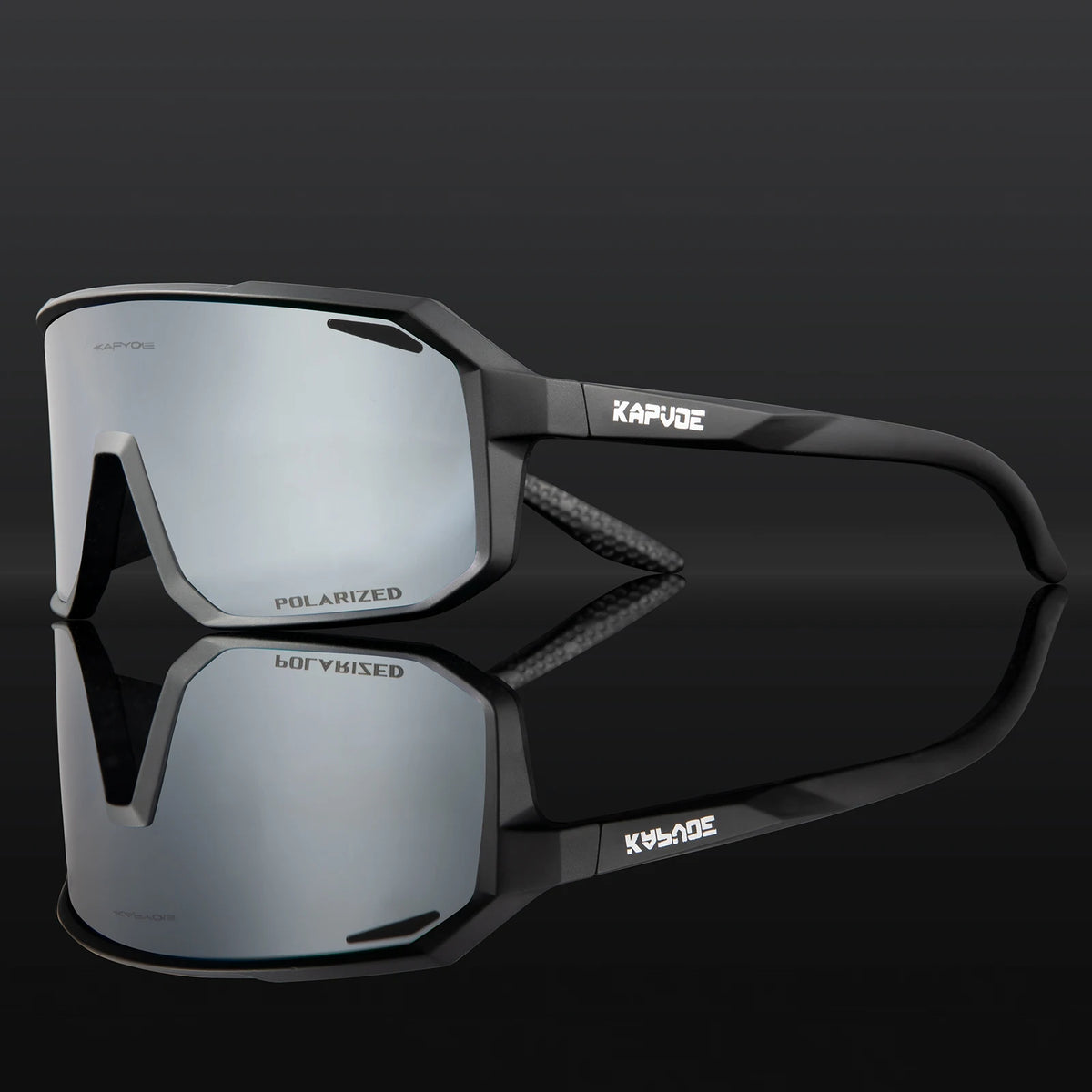 Kapvoe men's polarized cycling sunglasses with UV400 protection, MTB frame, and prescription-compatible lenses for sports and outdoor riding.
