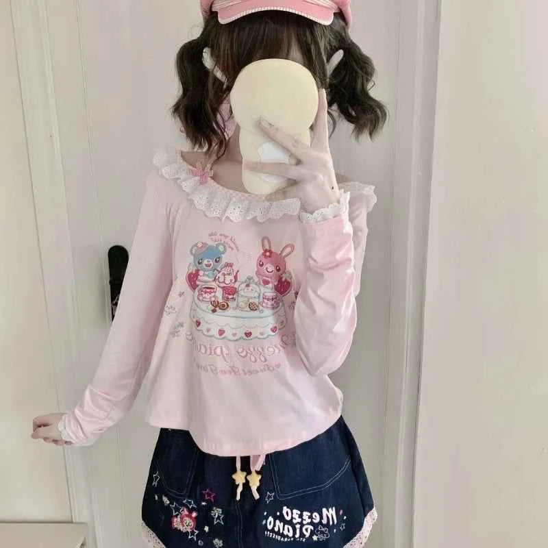 Kawaii Japanese Y2K aesthetic t-shirt by Koedse Sert, oversized cotton-polyester top with colorful, trendy design.