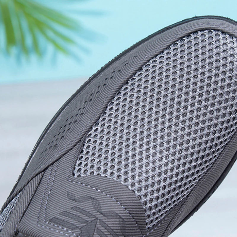 LEDP men's summer loafers in khaki with breathable mesh, casual and lightweight, available in sizes 38-48.