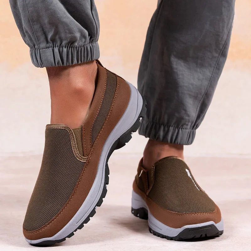 Gray LEDP men's casual loafers featuring lightweight design and anti-slip soles, perfect for comfortable everyday wear.