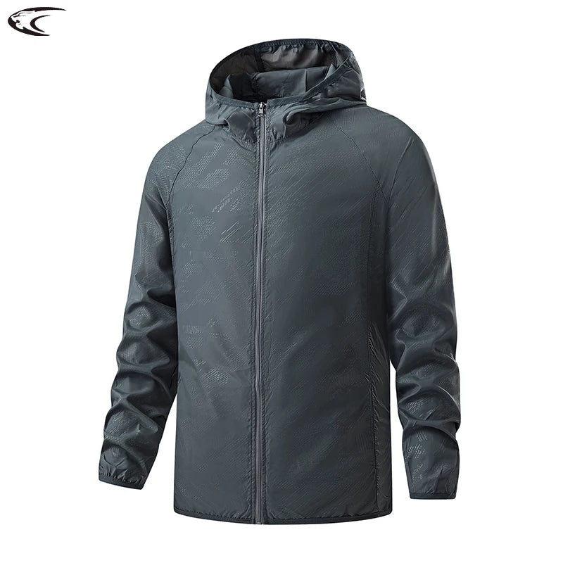 Unisex sky blue LNGXO waterproof windbreaker jacket for hiking and camping, with solar protection, in size 4XL.
