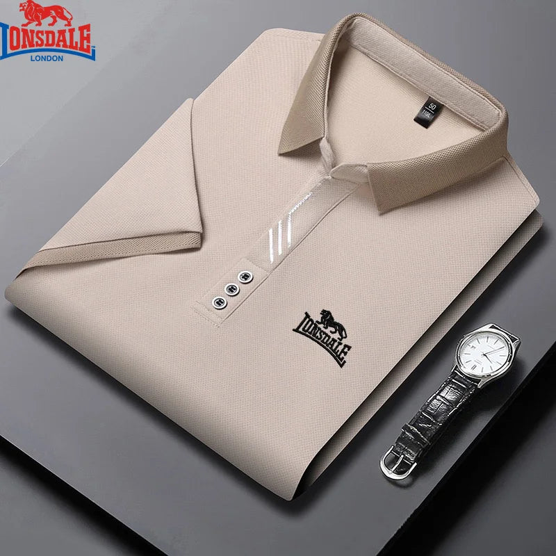 LONSDALE men's short sleeve embroidered summer polo shirt, breathable and fresh fabric, casual men's clothing.