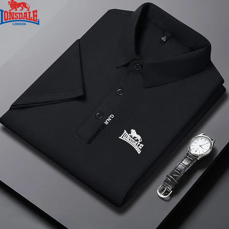 LONSDALE men's summer polo shirt with short sleeves, embroidered logo, lightweight, breathable cotton, casual style.