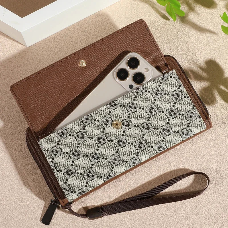 Grey synthetic leather men's wallet by MADLEY with double-layer design and RFID blocking feature, showing front view.