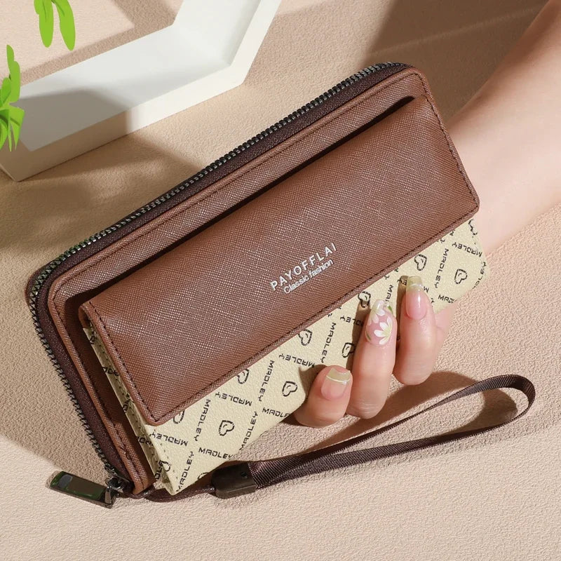 Grey MADLEY men's synthetic leather wallet with double-layer design and RFID blocking technology.