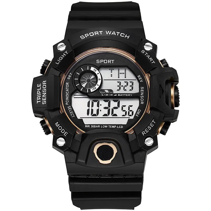 Digital sports watch by MAYZHISU for men, large face, multifunctional, water-resistant, ideal for active wear and sports.