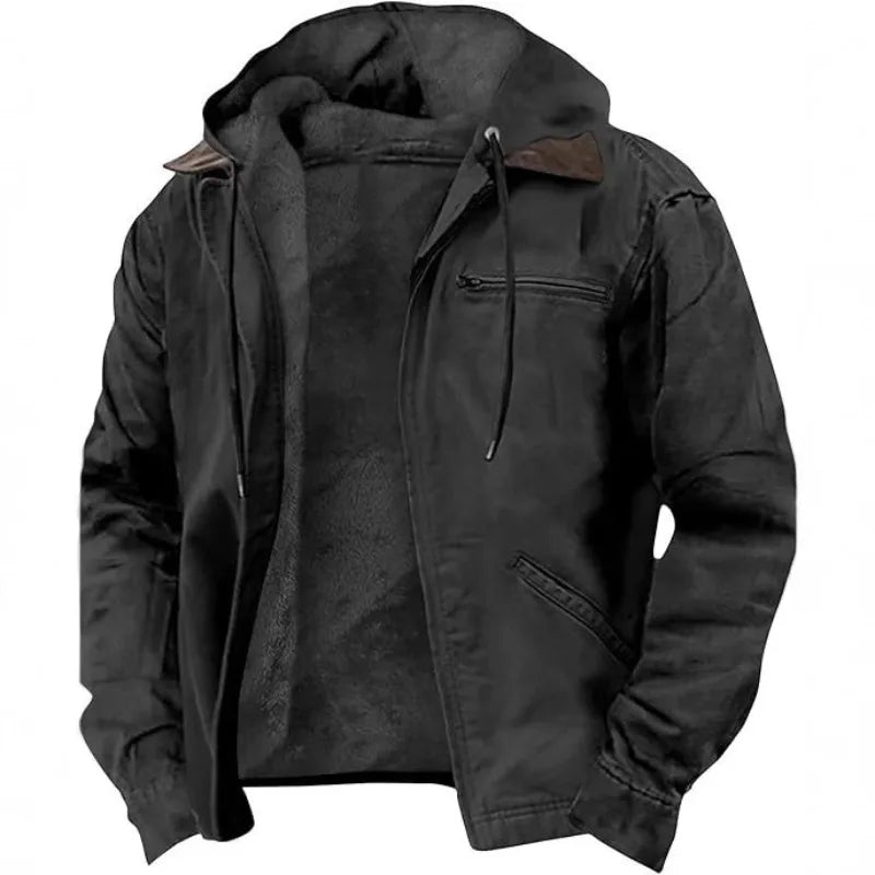 Light green NITWHD men's polar fleece jacket with hood, zipper, casual style, suitable for autumn and winter wear.