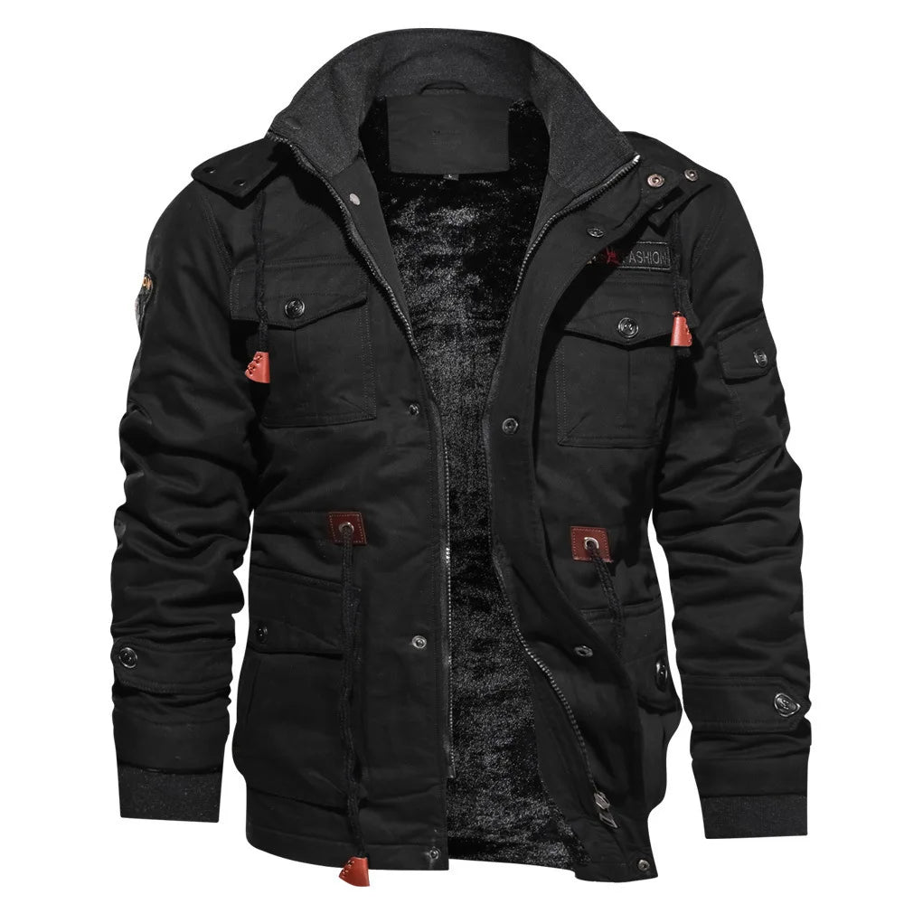 NITWHD men's army green winter cargo jacket with polar lining and multiple pockets, military style, XXL size.