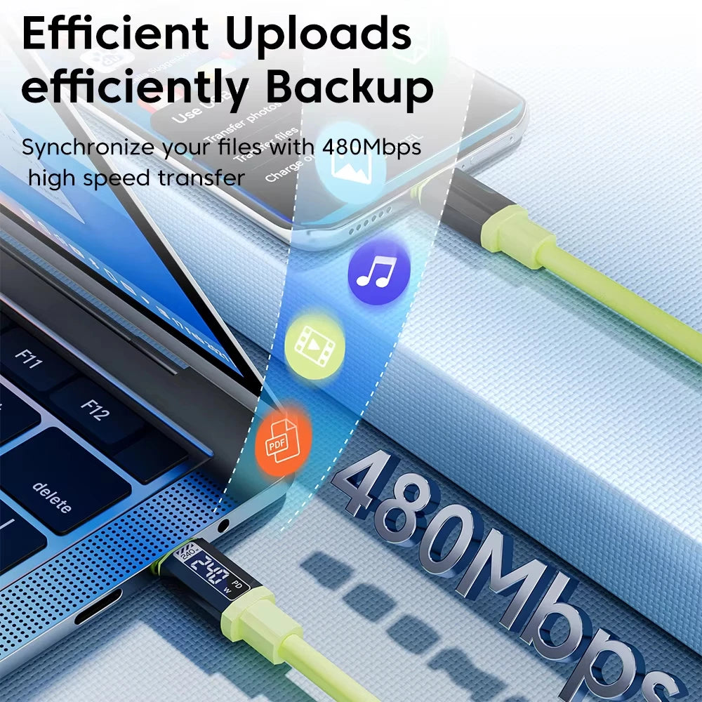 Three NNBILI USB C cables for fast charging, 2 meters long, compatible with iPhone, Samsung, and Xiaomi devices.
