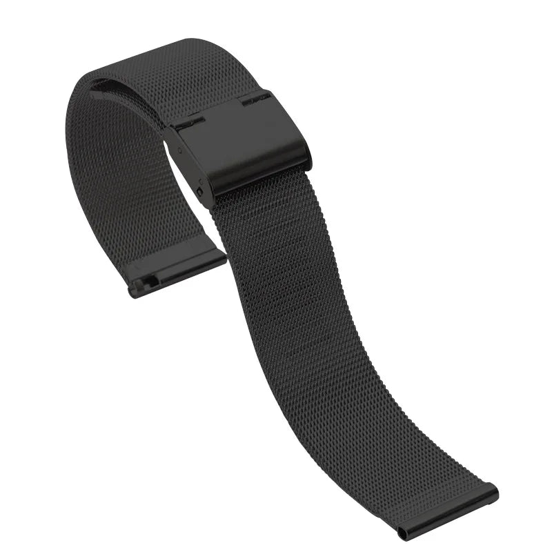 Silver Milan Loop watch strap in stainless steel with quick-release, 22/20mm size, suitable for universal watch models.