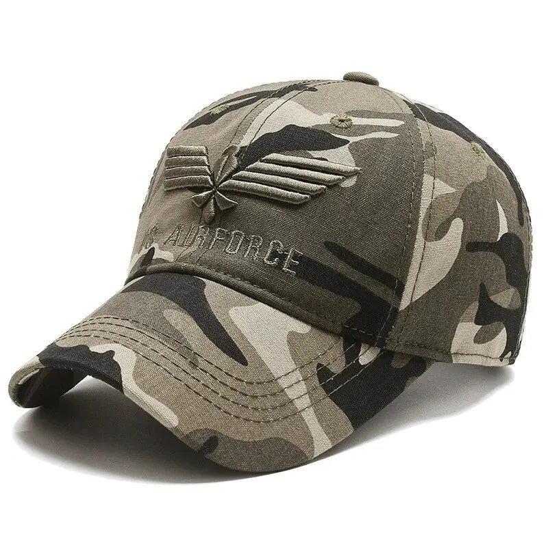 Green military-style unisex baseball cap with adjustable strap, casual design, sun protection, ideal for men's and women's outdoor wear.