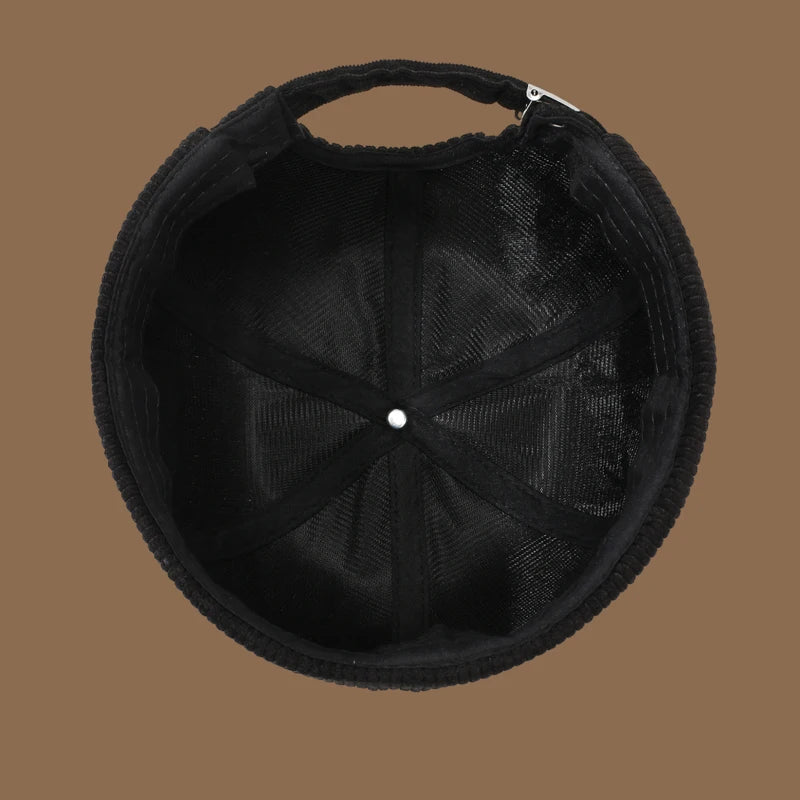 Unisex Yuppie fleece-lined corduroy beanie hat with colorful stripe pattern, perfect for autumn and winter.