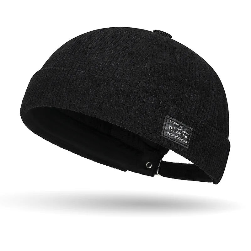 Unisex Yuppie fleece-lined corduroy winter hat with colorful stripe pattern, perfect for autumn and winter warmth.