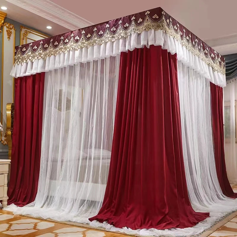 Turquoise princess-style mosquito net curtain for bed, 180cm, elegant European luxury design, ideal for home mosquito protection.