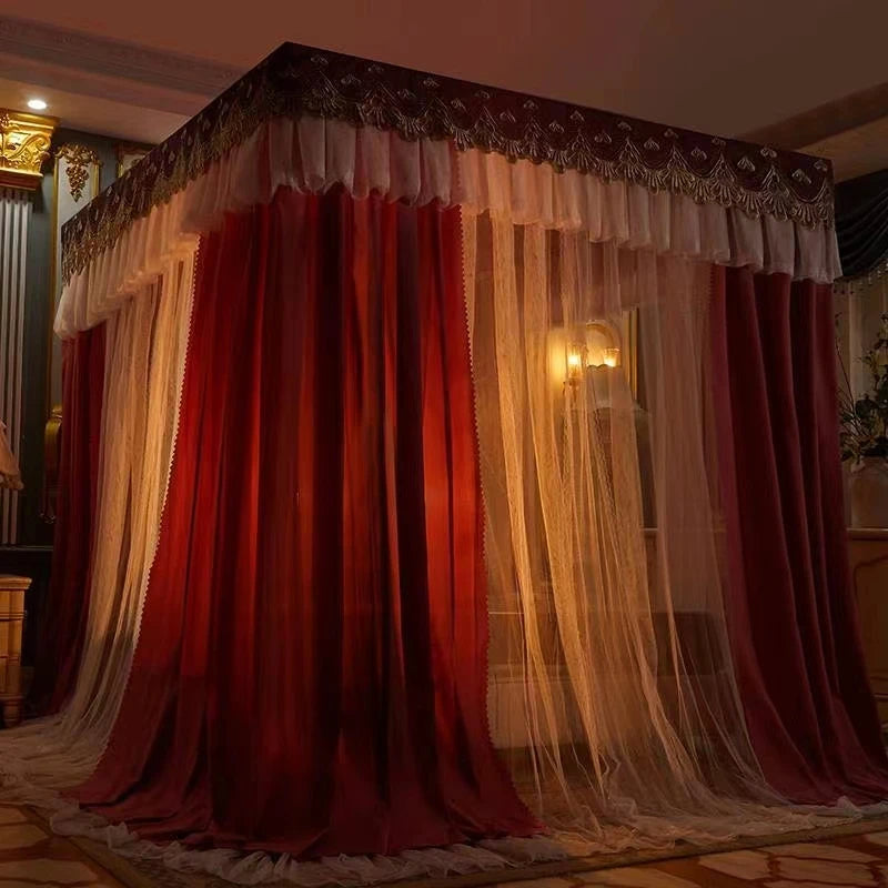 Turquoise European luxury princess mosquito net curtain for bed, 180cm, decorative antimosquito mosquito net for home.