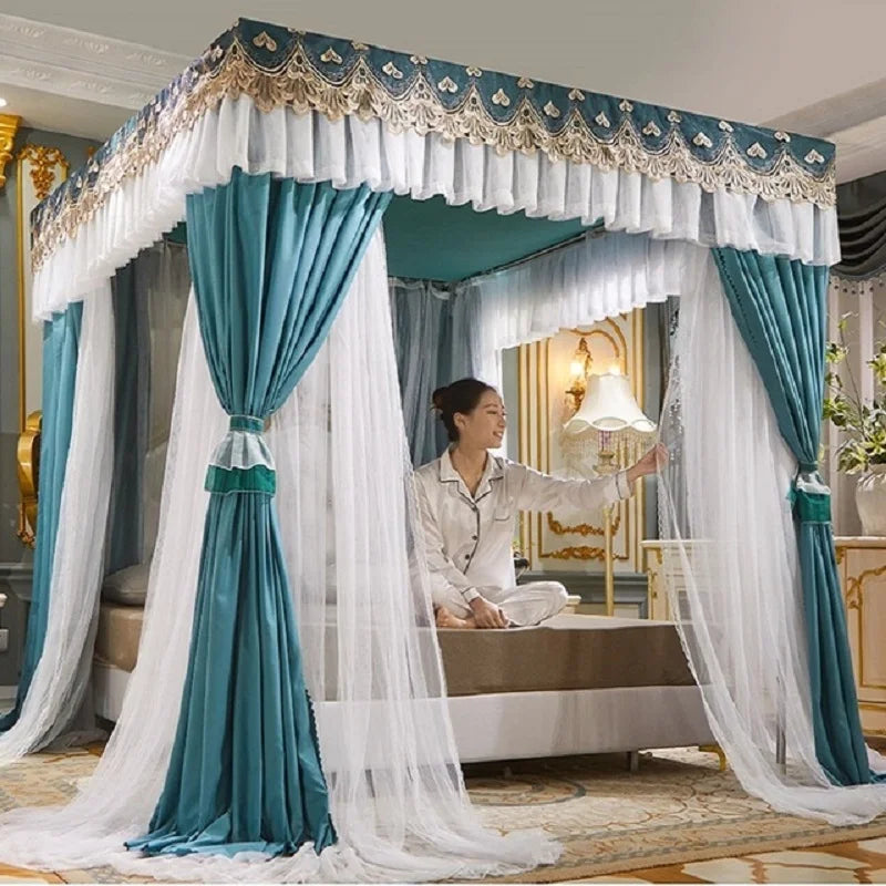 Turquoise European princess mosquito net curtain for bed, 180cm, decorative antimosquito mosquito net for home decor.