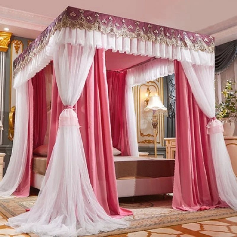 Turquoise European luxury princess mosquito net curtain for 180cm beds, elegant home mosquito screen with royal palace style.