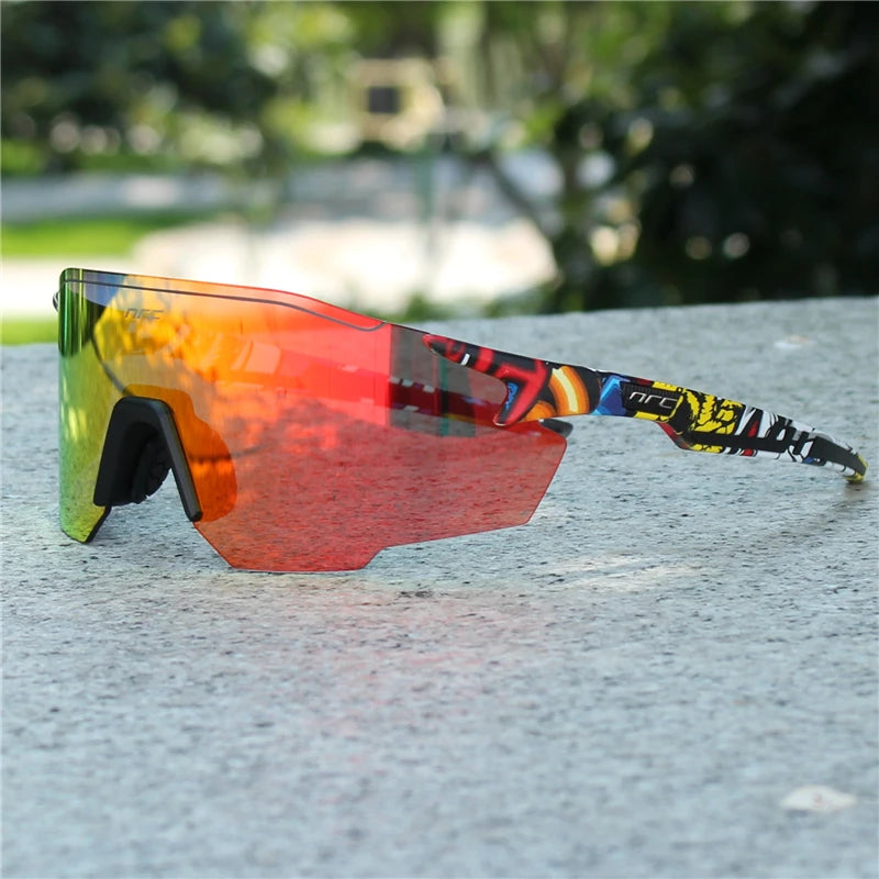 NRC UV400 TR90 cycling sunglasses with black frame and tinted lenses, designed for MTB, fishing, and hiking outdoor sports.