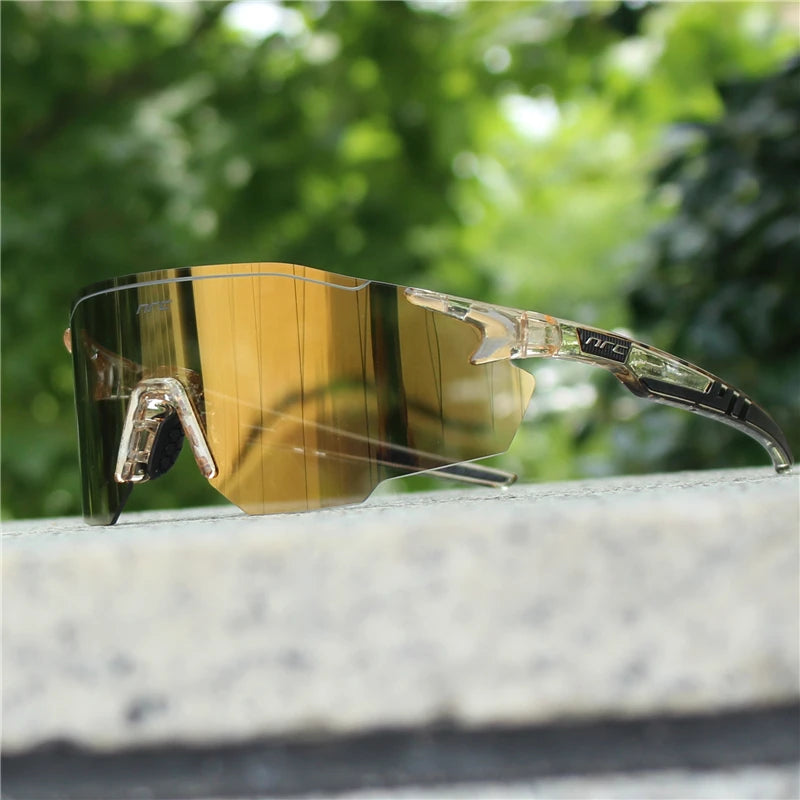 NRC UV400 TR90 cycling sunglasses with black frame and tinted lenses, suitable for MTB, fishing, and hiking outdoor sports.