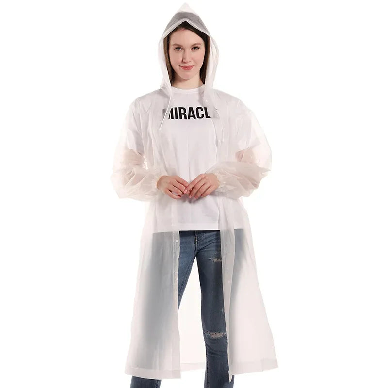 Unisex black EVA raincoat by OIMG, 145x68cm, waterproof outdoor clothing suitable for camping and outdoor activities.