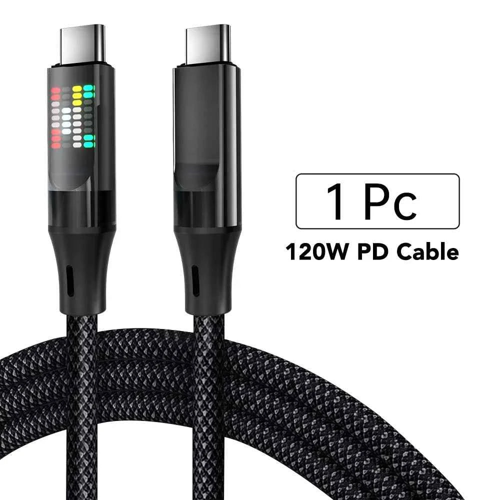 OOZCC USB C fast charging cable with LED indicator, 120W power, 6A, for safe charging and data transfer in electronic accessories.
