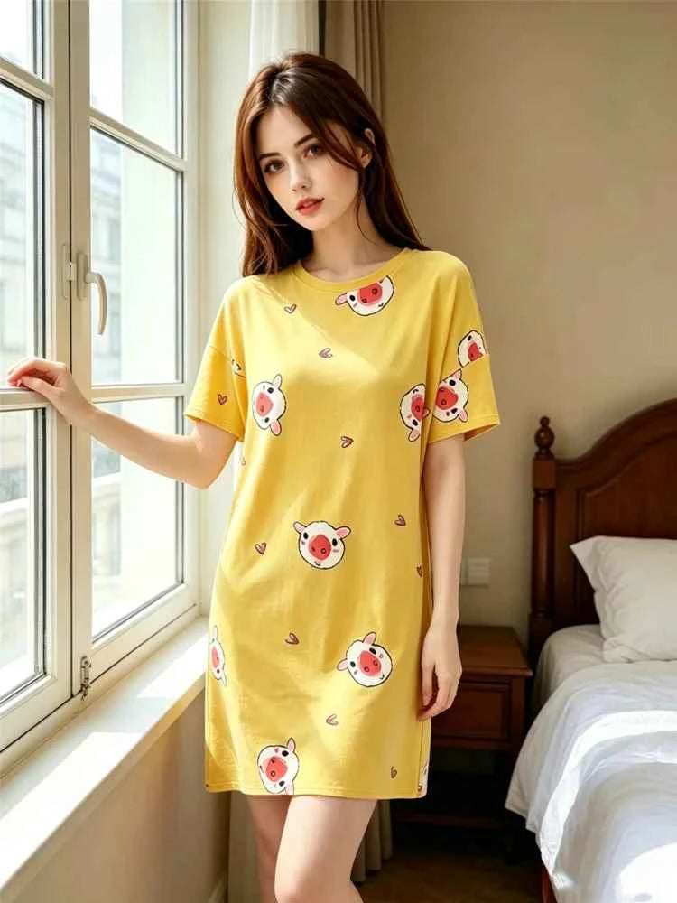 Qslziss cartoon print women's sleep camisole, soft and comfortable all-year sleepwear for women.