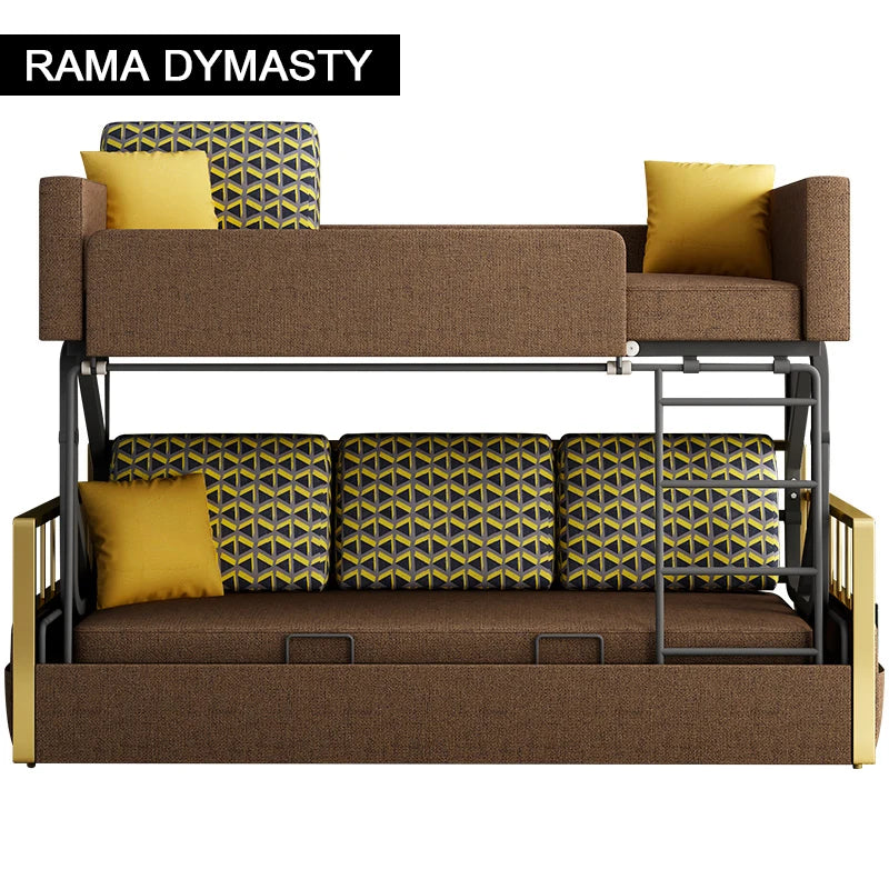 Modern Rama Dymasty sofa cama in vibrant yellow, 200-240cm, stylish furniture for living room with convertible design.